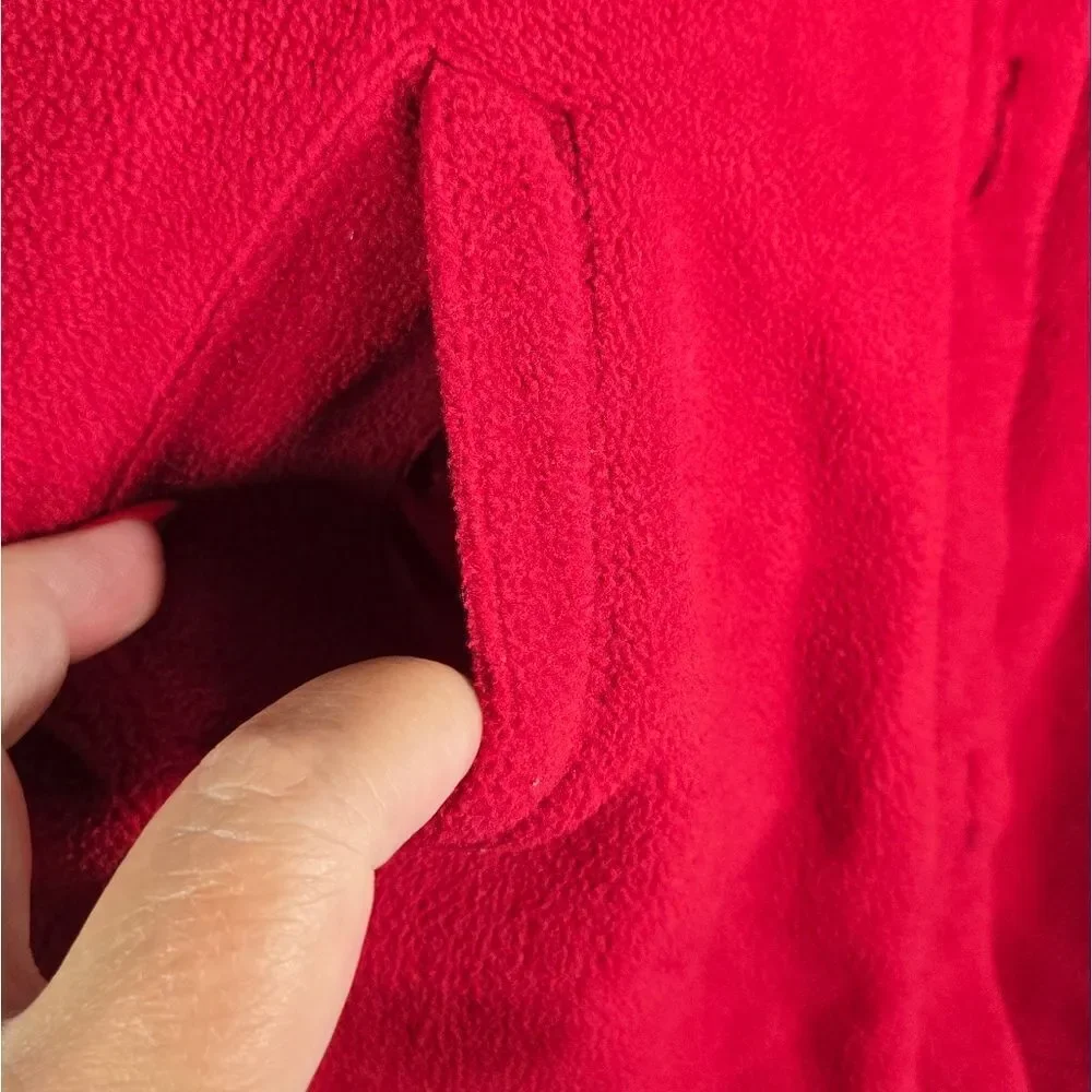 Girls Red Peacoat Children's Place Ruffle Winter Coat Buttons Satin Lined Fleece